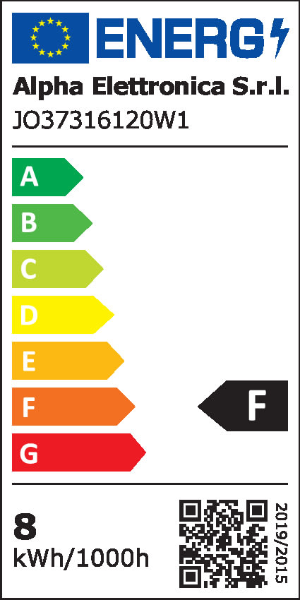 ALPHA ELETTRONICA - Striscia Led COB 222 Led/m - 230Vac - 16W/m Bianco caldo - 20m JO37316120W1