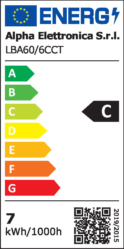 ALPHA ELETTRONICA - Lampadina a Led E27 - 3.4/5.6/6.7W - 230Vac - CCT e Potenza selezionabili LBA60/6CCT