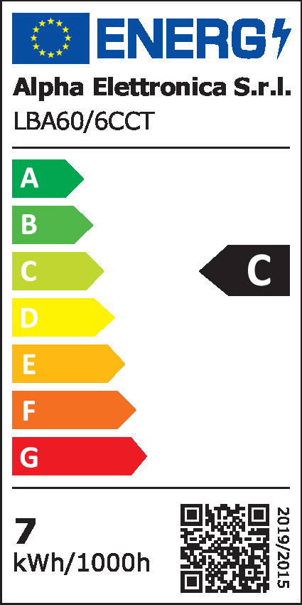 ALPHA ELETTRONICA - Lampadina a Led E27 - 3.4/5.6/6.7W - 230Vac - CCT e Potenza selezionabili