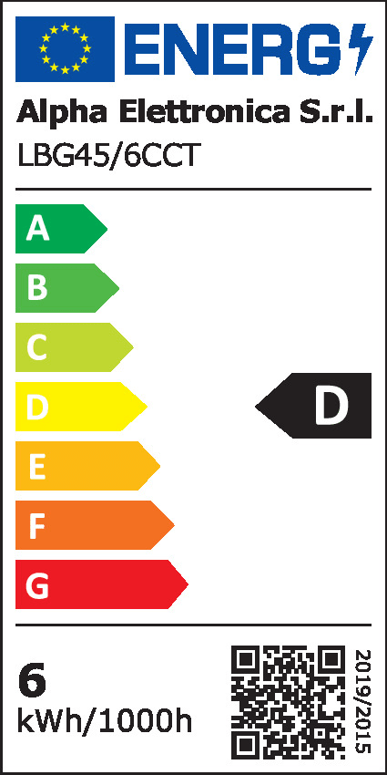 ALPHA ELETTRONICA - Mini-Bulbo G45 - 230Vac - E27 - 2.4/3.4/5.6W - CCT e Potenza selezionabili - Opaca