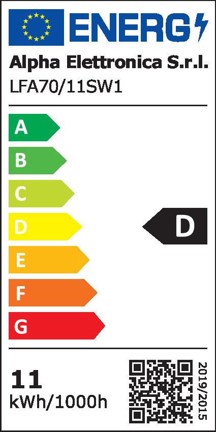 ALPHA ELETTRONICA - Lampadina a filamento a Led E27 - 11W - 230Vac - Bianco caldo