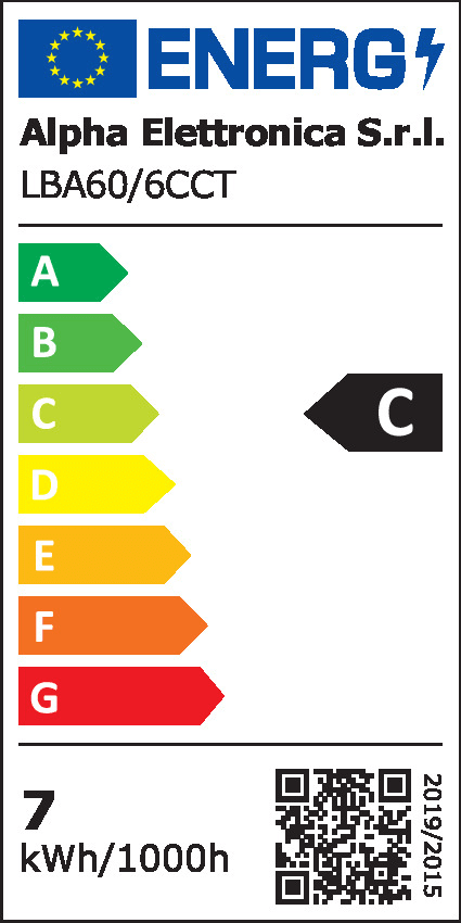 ALPHA ELETTRONICA - Lampadina a Led E27 - 3.4/5.6/6.7W - 230Vac - CCT e Potenza selezionabili