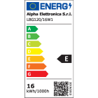 ALPHA ELETTRONICA - Lampadina a Led E27 - 16W - 230Vac - Bianco caldo