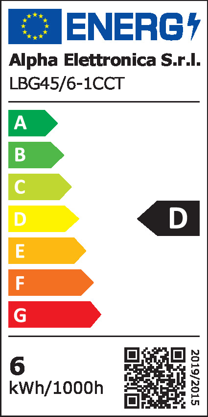 ALPHA ELETTRONICA - Mini-Bulbo G45 - 230Vac - E14 - 2.4/3.4/5.6W - CCT e Potenza selezionabili - Opaca