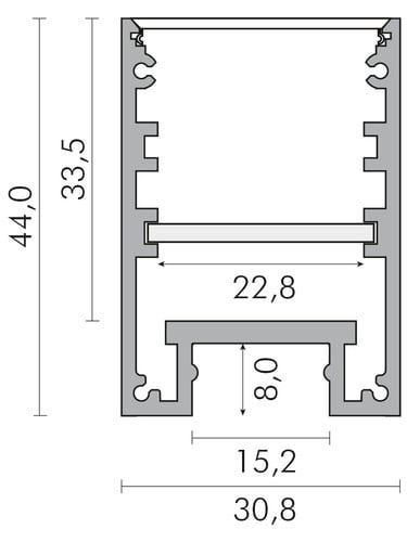 ALPHA ELETTRONICA - Profilo in alluminio verniciato nero a sospensione con copertura in PC opaca piana - 2m JO380/097N-12P