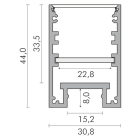 ALPHA ELETTRONICA - Profilo in alluminio verniciato nero a sospensione con copertura in PC opaca piana - 2m JO380/097N-12P