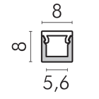 ALPHA ELETTRONICA - Profilo in alluminio anodizzato argento con copertura in PC opaca piana - 2m - Accessori inclusi JO381/011-12K