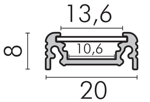 ALPHA ELETTRONICA - Profilo in alluminio verniciato bianco con copertura in PC opaca piana - 2m - Accessori inclusi JO381/011B-12K
