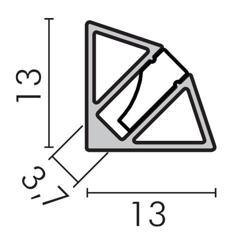 ALPHA ELETTRONICA - Profilo in alluminio anodizzato argento ad angolo con copertura in silicone opaca piana - 2m JO381/015-12K