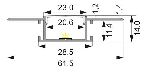 ALPHA ELETTRONICA - Profilo in alluminio anodizzato argento per cartongesso con copertura in PC opaco piana - 2m JO381/507-12K2