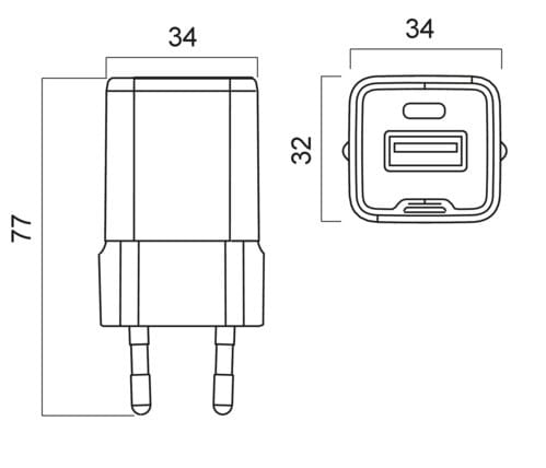 ALPHA ELETTRONICA - Caricatore 2 USB 1C e 1A - GaN 30W Power Delivery - Nero KD530030-02