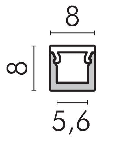 ALPHA ELETTRONICA - Profilo in alluminio anodizzato argento con copertura in PC opaca piana - 2m - Accessori inclusi