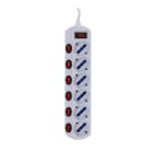 ALPHA ELETTRONICA - Multipresa con 6 prese Universali Italia P40 - Spina 10A a 90° - Con interruttore e protezione sovraccarico - Bianca