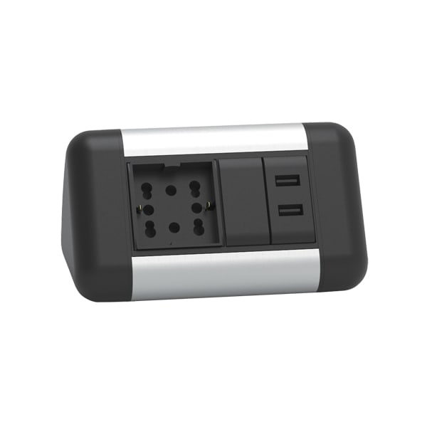 ARNOCANALI - MODULO 1 MULTIPRESA 2USB ALLUMINIO