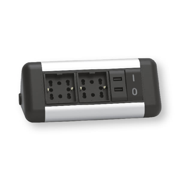 ARNOCANALI - MODULO 2 MULTIPRESA 2USB ALLUMINIO MT103.4S.VN