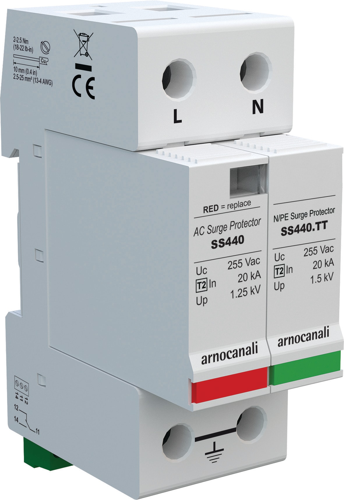 ARNOCANALI - SCARICATORE SOVRATENSIONE T2 1+1P