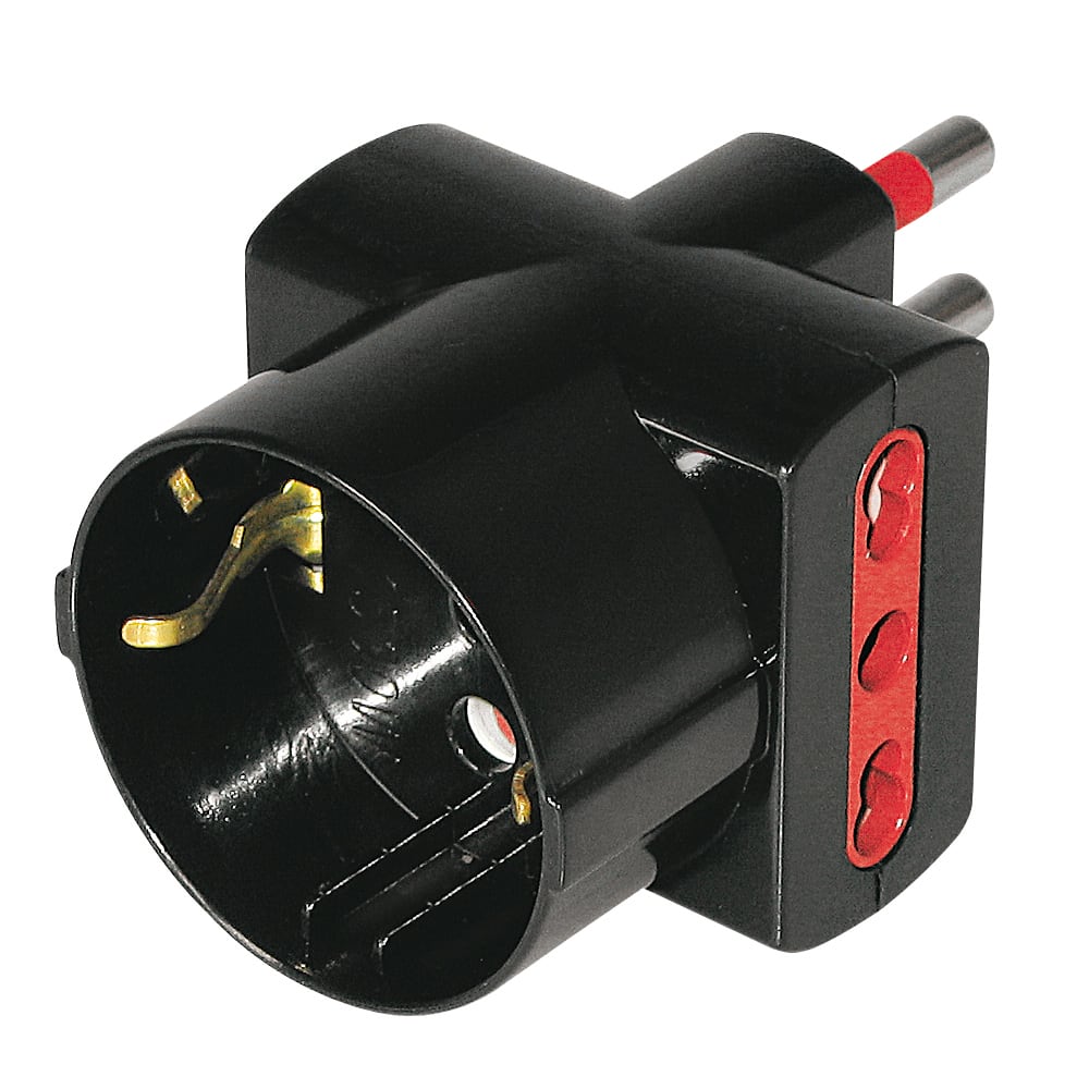 ARTELETA INTERNATIONAL - ADATT.TRIPLO 2P+T 10A+SCHUKO NERO
