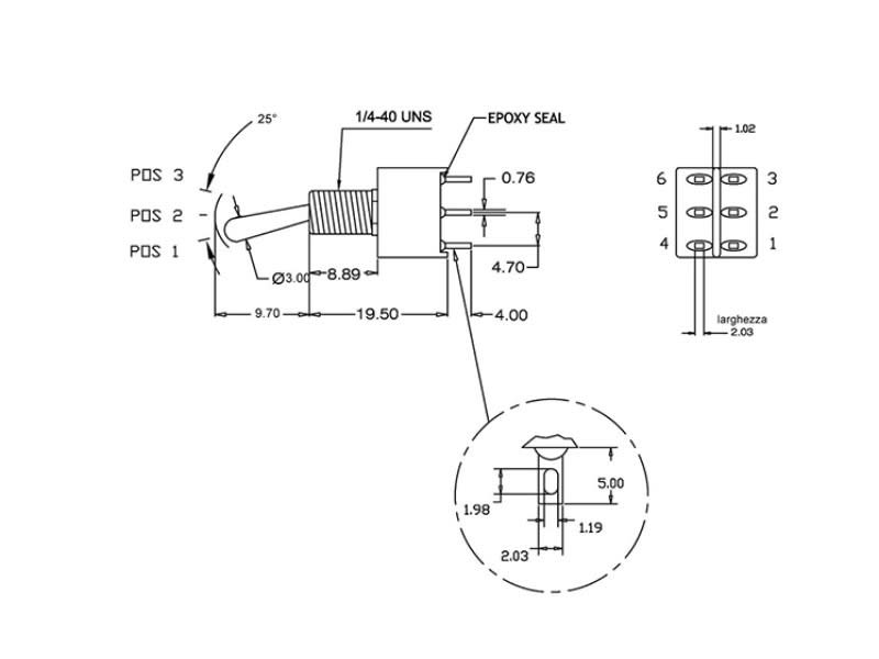 ASITA - COMMUTATORE UNIPOLARE MINIATURA