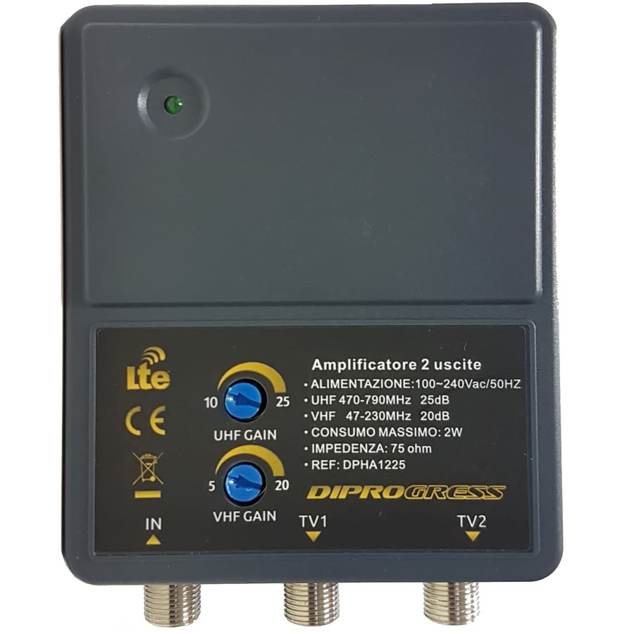 AURIGA - AMPLI INDOOR RETROTV 2OUT 2REG +25DB LTE DPHA1225