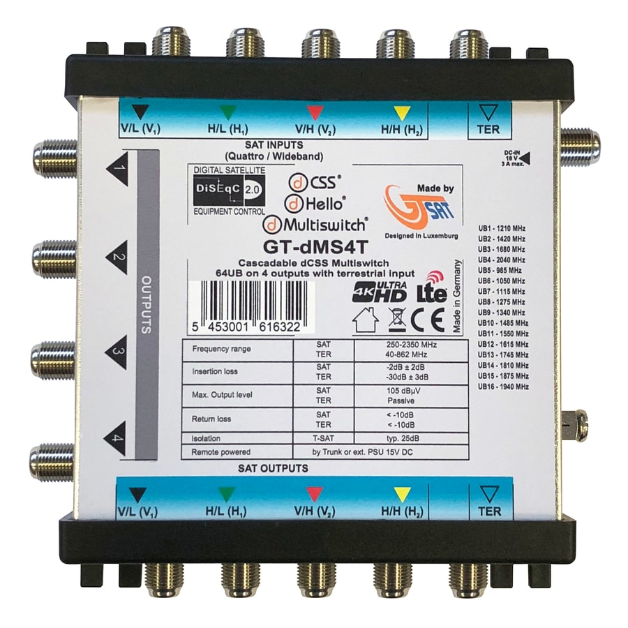 AURIGA - MULTISWITCH DCSS 16UB 4 OUT GT-SAT + TV
