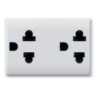AVE - Doppia presa eurousa. Domus S44. colore RAL 9010. 2P+T 16A finitura lucida 3 Mod.