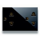 AVE - Doppia presa eurousa. Life S44. colore Nero. 2P+T 16A finitura lucida 3 Mod. 442033TD2/3