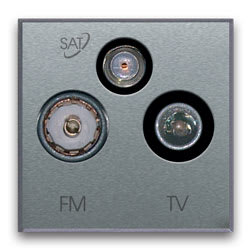 AVE - Presa TVFM/SAT diretta demiscelata 3 uscite. Allumia S44. colore Grigio Tech finitura lucida 2 Mod.