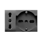 AVE - Presa schuko bipasso piu'presa standard italiano. Tekla S44. colore RAL 7016. 2P+T 10/16A 250V finitura opaca 3 Mod.