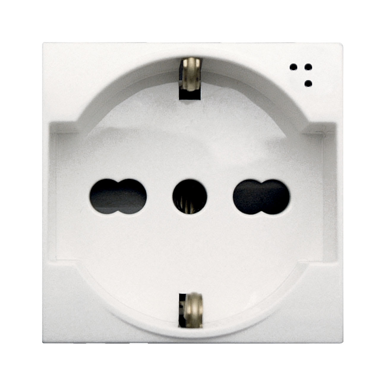 AVE - Presa schuko bipasso. WHITEK S44. colore bianco. 2P+T 10/16A 250V finitura opaca 2 Mod.