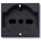 AVE - Presa schuko bipasso Noir S45. 2P+T 10/16A colore nero 2 Mod.