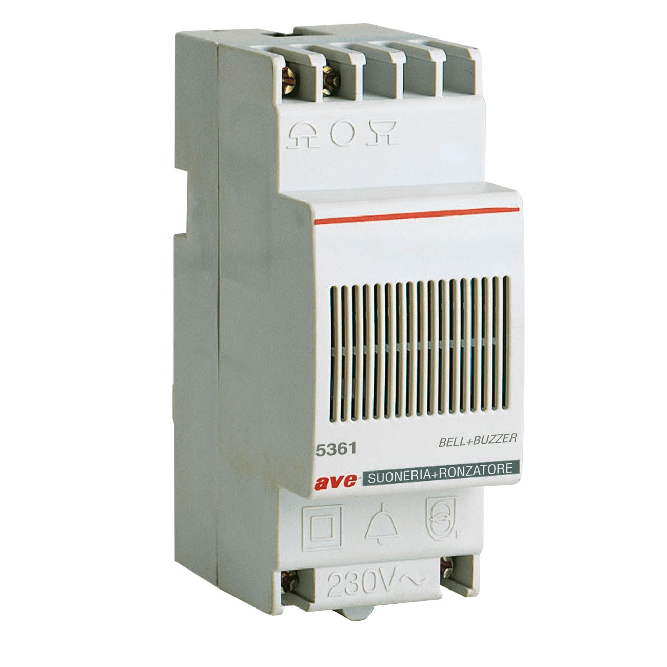 AVE - Suoneria e ronzatore con trasformatore VNP 230V VNS12V 2 moduli DIN