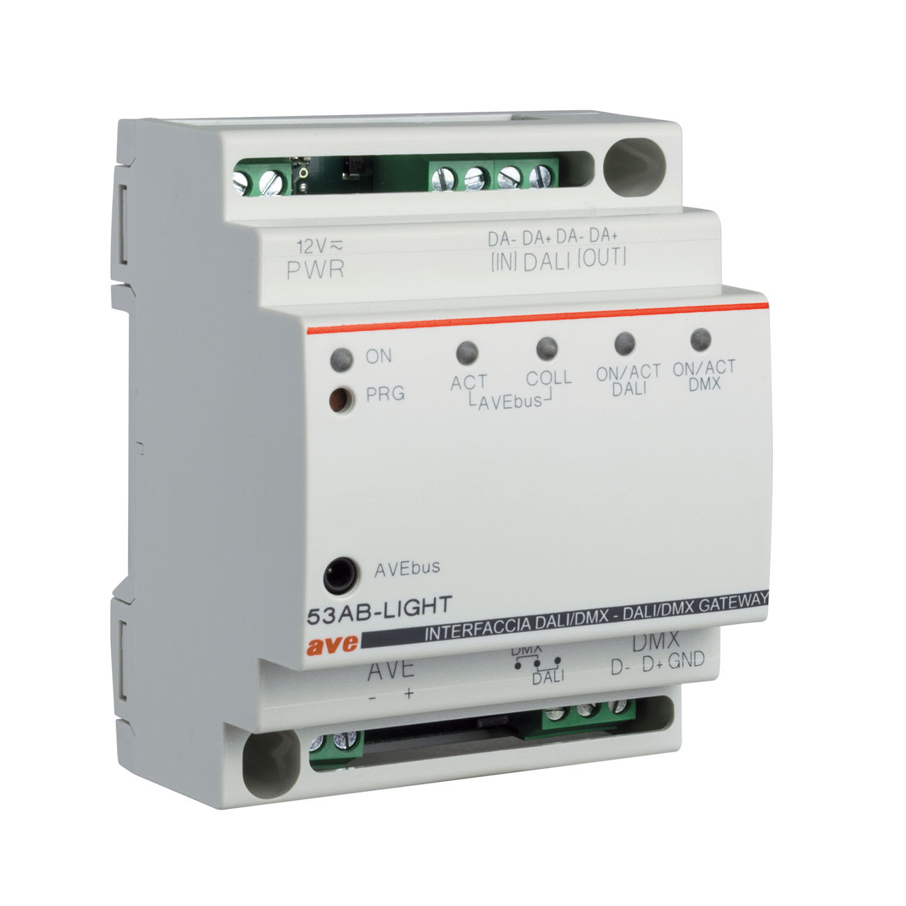AVE - Gateway per sistemi DALI a 64 canali  AVEbus  4 Mod. DIN