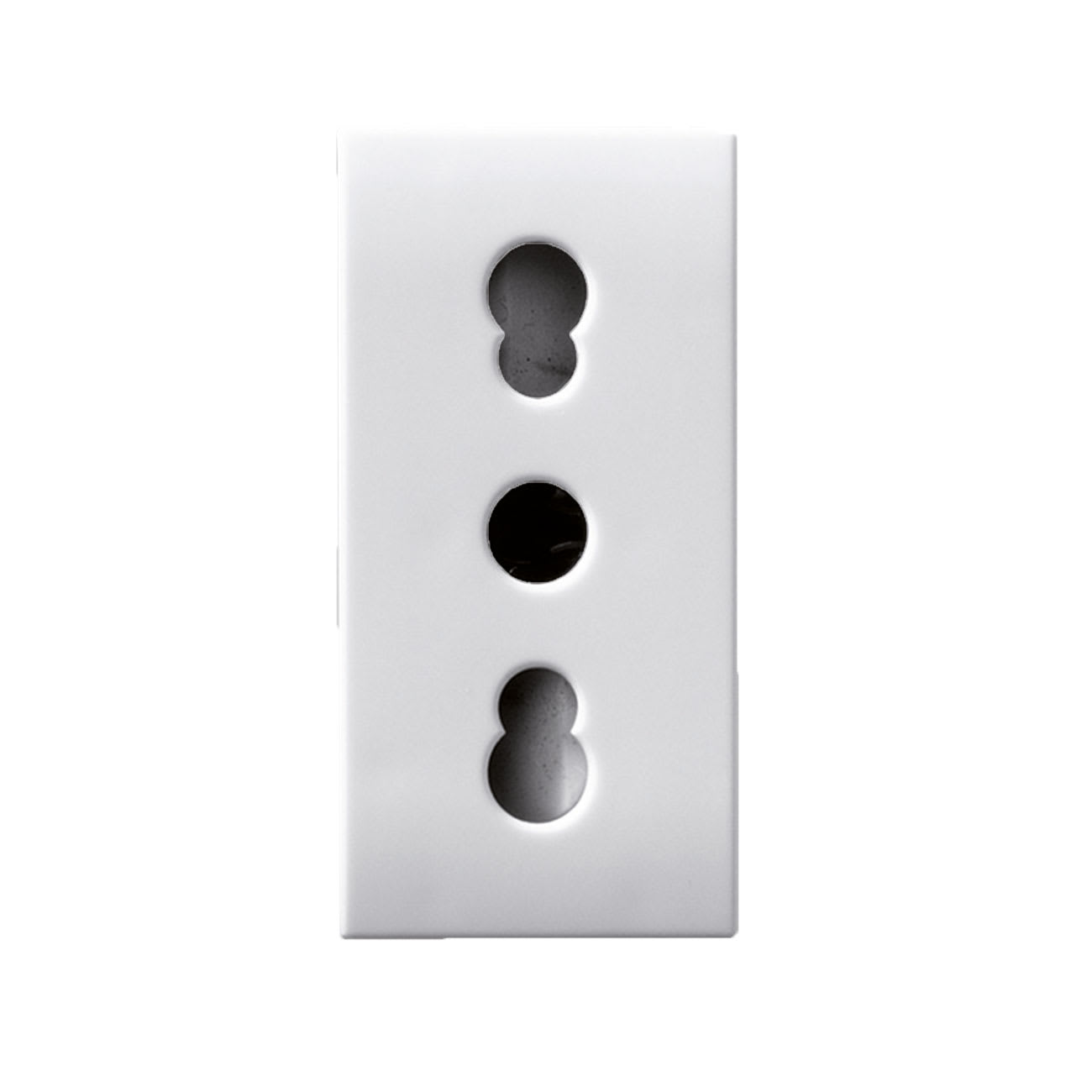 AVE - Presa bipasso. con trattamento antibatterico. Domus S44. colore RAL 9010. 2P+T 10/16A 250V finitura lucida 1 Mod.