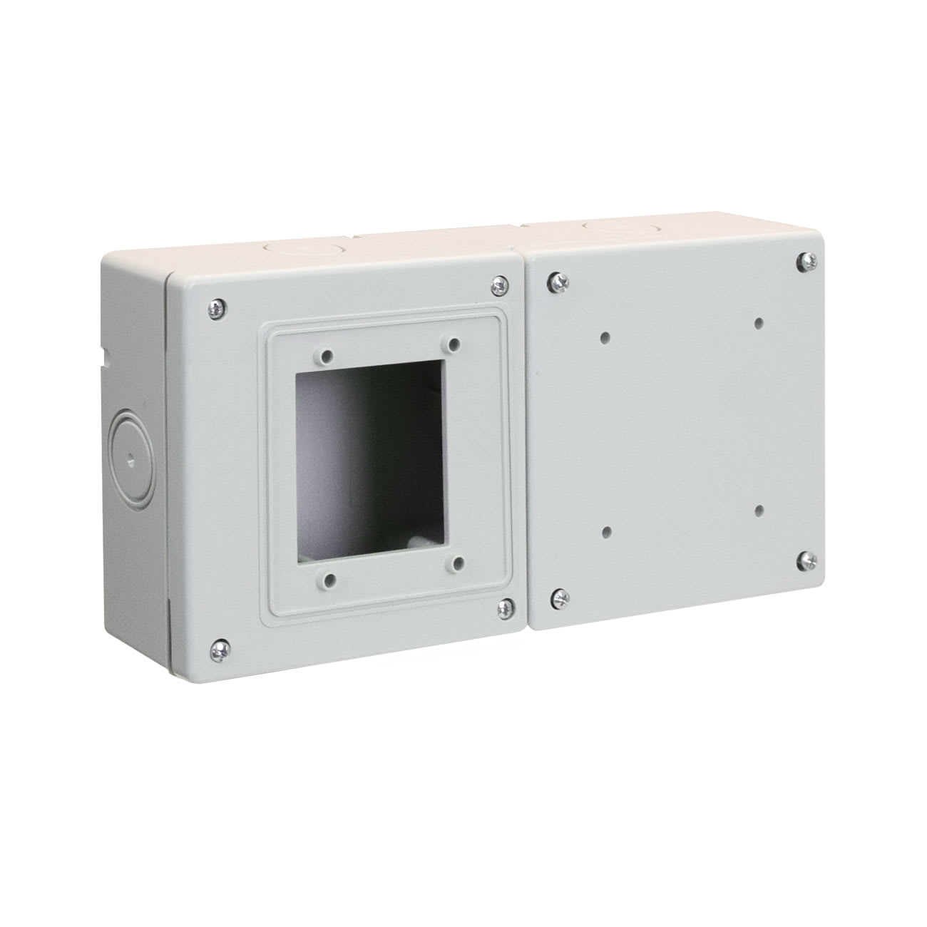 AVE - Box da parete IP56 con piastra cieca S45 2 moduli, resistente e versatile per installazioni sicure.