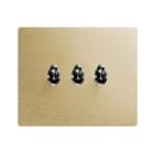 AVE - Triplo deviatore levetta. placca alluminio colore oro. 1P 10AX 250V~ finitura spazzolata 2 Mod.