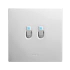 AVE - Doppio deviatore levetta. placca CORIAN colore bianco. 1P 10AX 250V~ finitura opaca 2 Mod.