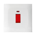 AVE - Interruttore bipolare tasto rosso. colore RAL 9010. 2P 45A segnalazione presenza rete finitura lucida 2 Mod.