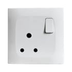 AVE - Singola presa std inglese. colore RAL 9010. 2P+T 15A 250V finitura lucida 2 Mod.