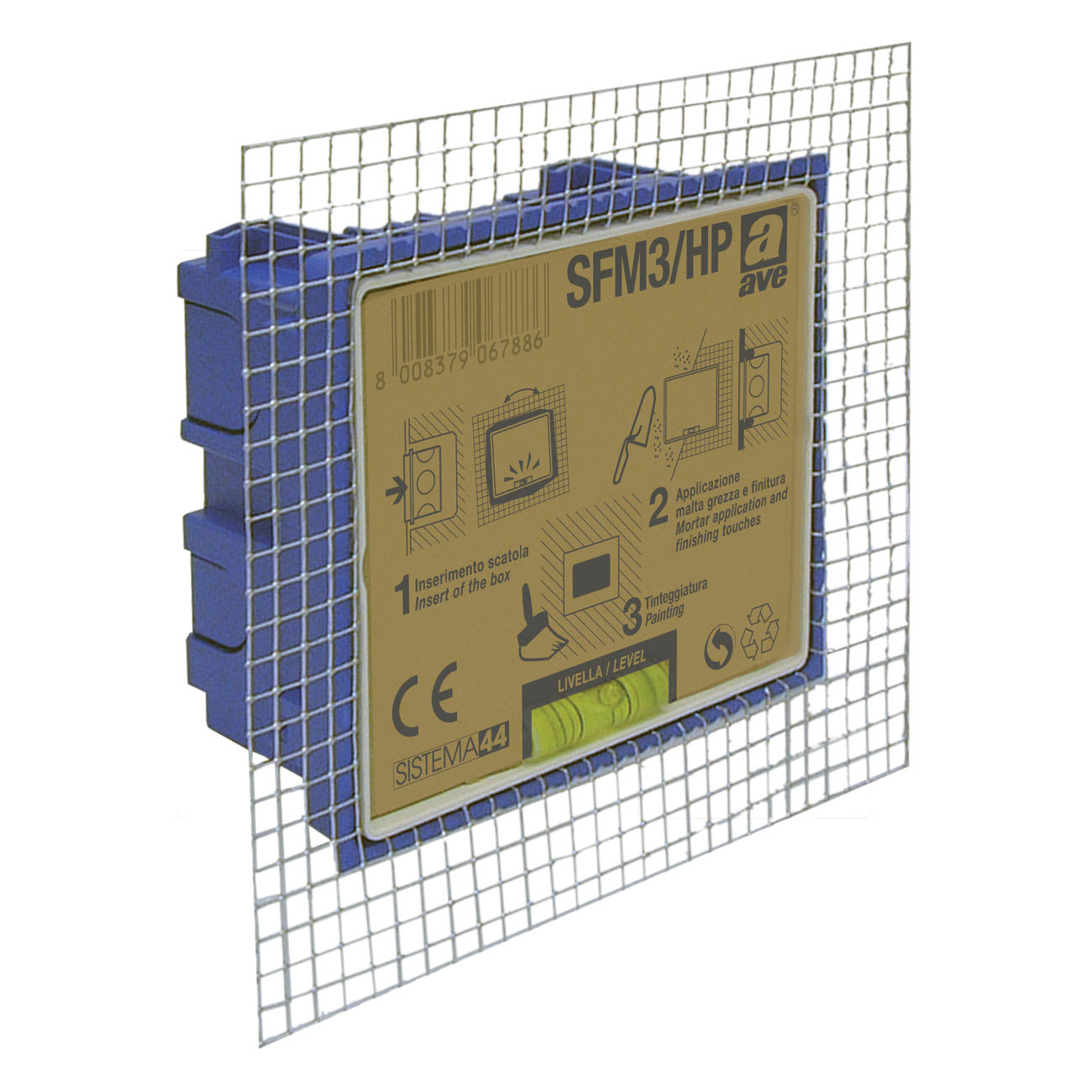 AVE - Scatola filo muro totale 3 moduli per pareti tradizionali (forato rosso) da utilizzare con placche ave touch