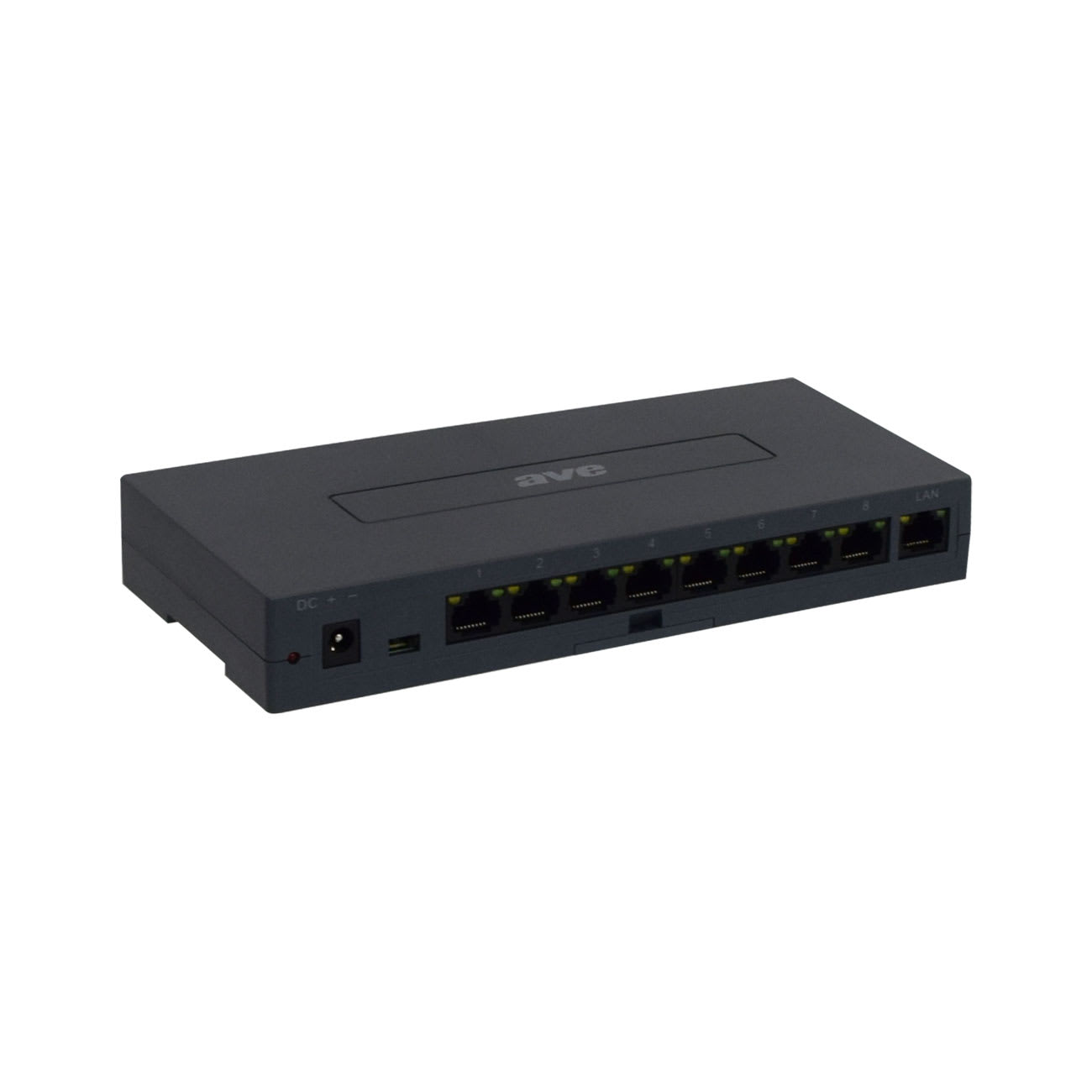 AVE - Switch di rete ethernet con 8 porte 10/100 e 1 porta per dorsale videocitofonica  12 Mod. DIN