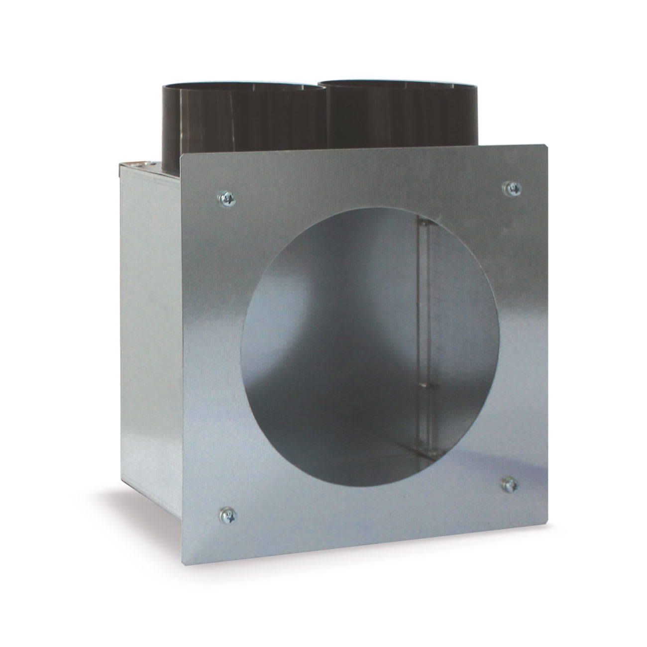 AVE - Plenum per bocchetta con 2 attacchi laterali d75/63, ideale per una distribuzione efficiente dell'aria.