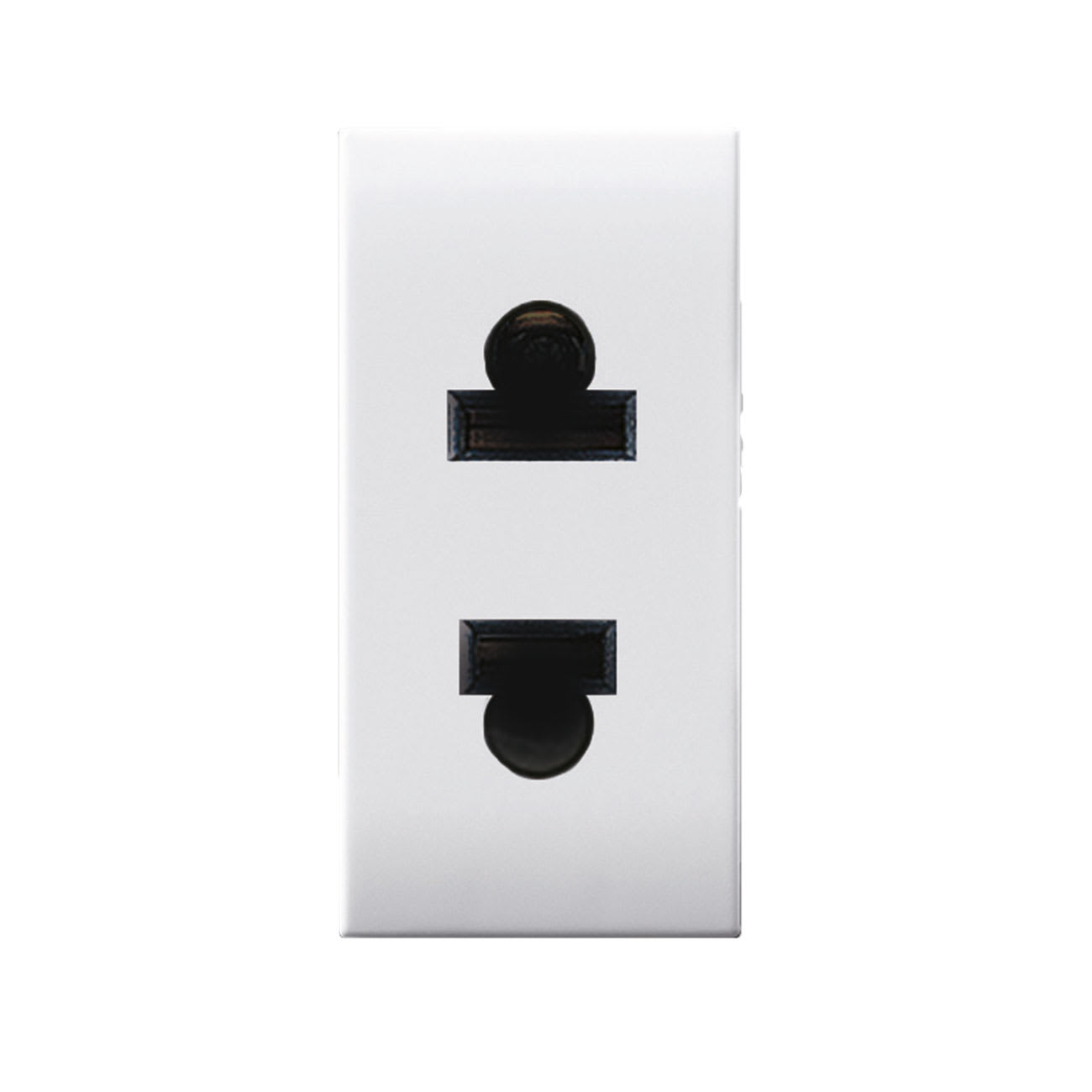 AVE - Presa euroamericana. Domus S44. colore RAL 9010. 2P 16A 250V  finitura lucida  1 Mod.