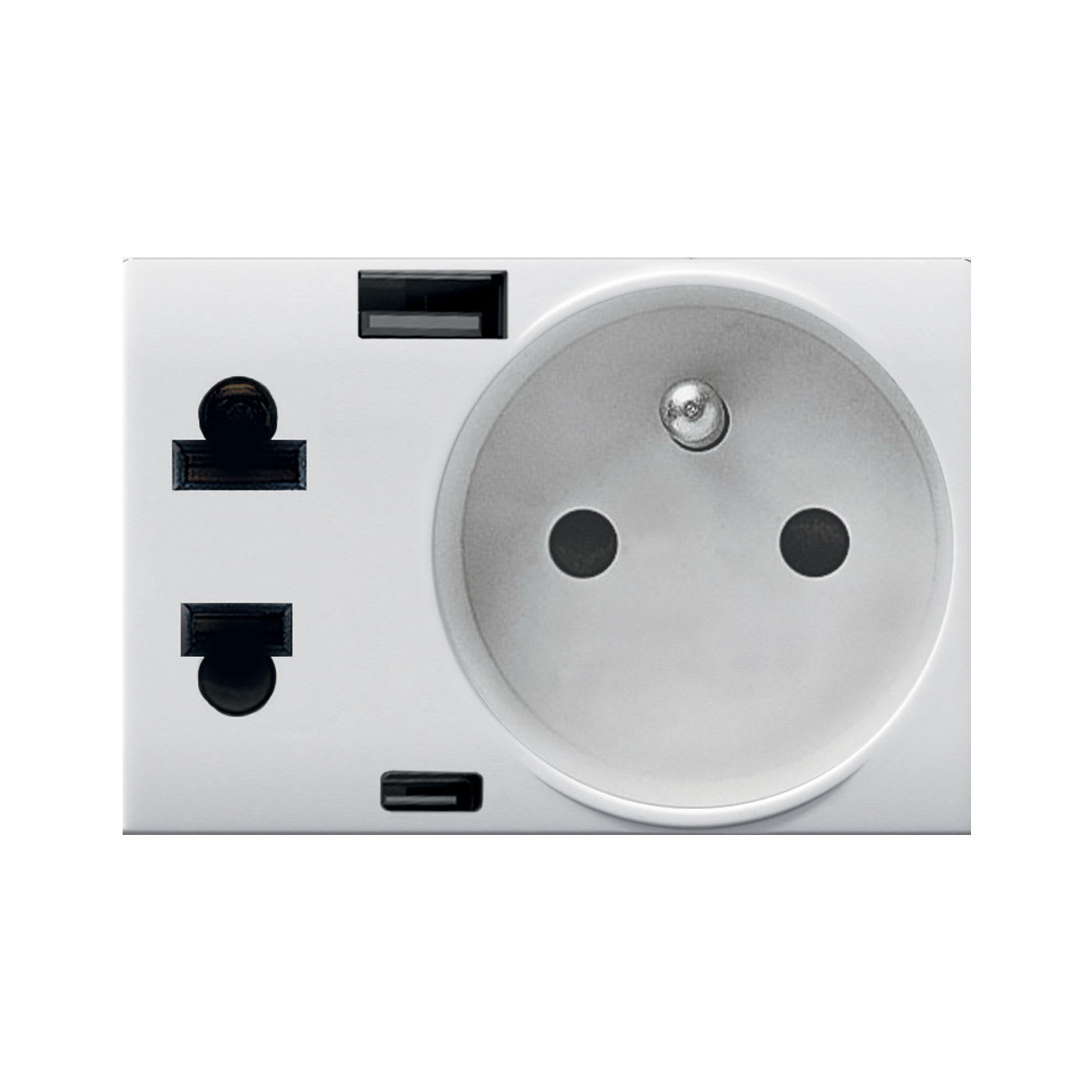AVE - Presa compatibile con prese EUROUSA e FR con porta USB integrata per la ricarica di dispositivi elettronici. Design elegante per l'uso domestico con cavo lungo 3 metri incluso.