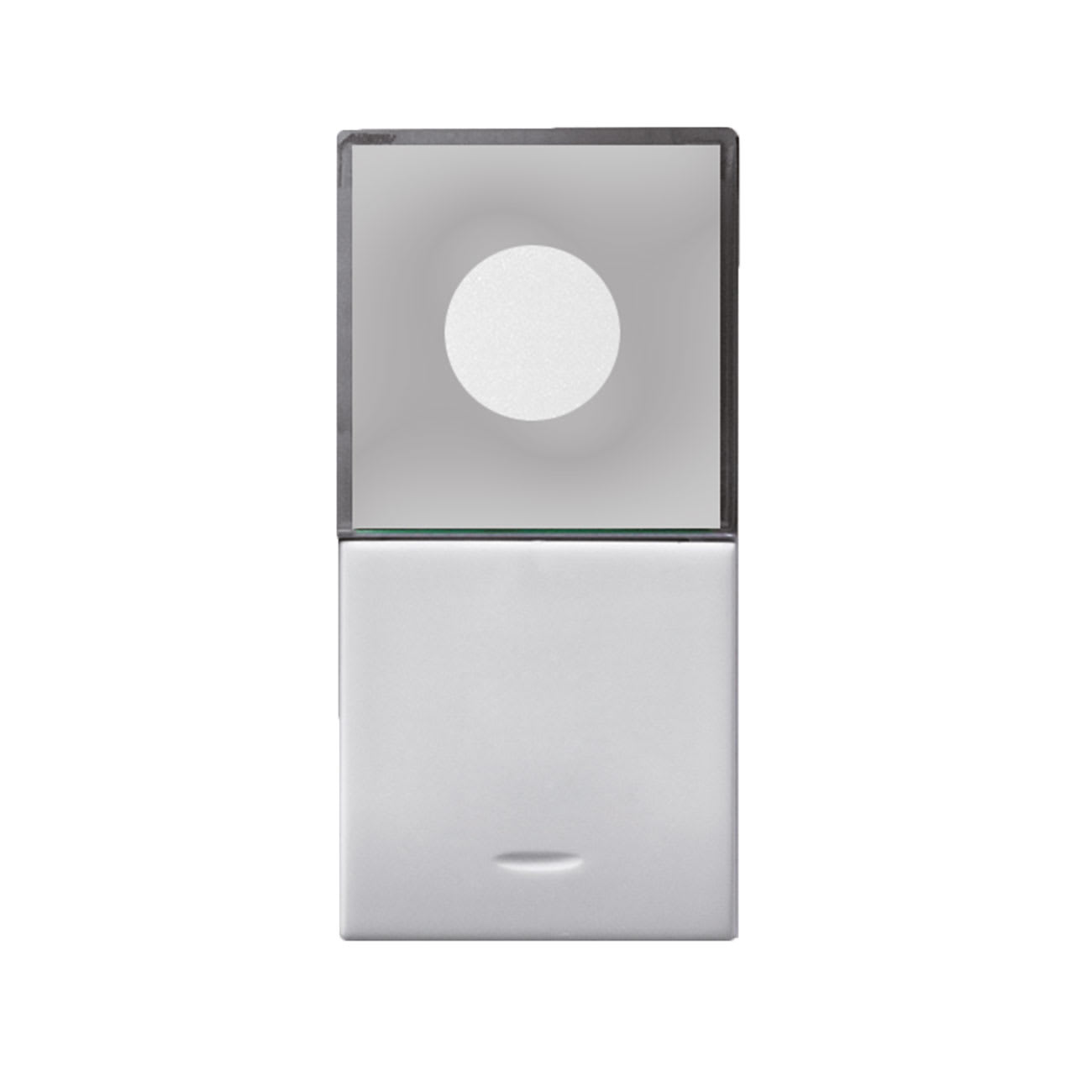 AVE - Pulsante con spia. Domus S44. colore RAL 9010. 1P NA 10A 250V  finitura lucida  1 Mod.