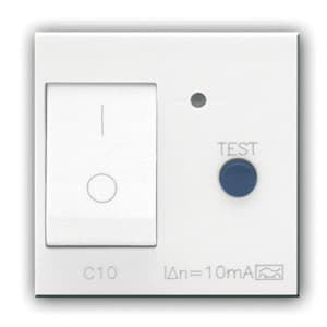 AVE - Interruttore magnetotermico differenziale. Domus S44. colore RAL 9010. 1P+N 6A 230V 1.5kA 10mA  finitura lucida  2 Mod.