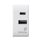 AVE - Caricatore USB tipo A+C. Domus S44. colore RAL 9010. 3A alimentazione 230V finitura lucida 1 Mod.