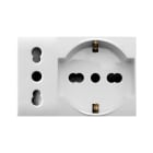 AVE - Presa schuko bipasso piu'presa standard italiano. Domus S44. colore RAL 9010. 2P+T 10/16A 250V finitura lucida 3 Mod.