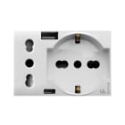 AVE - Presa schuko bipasso+presa std italiano+USB tipo A e C. Domus S44. colore RAL 9010. 2P+T 10/16A 250V finitura lucida 3 Mod.