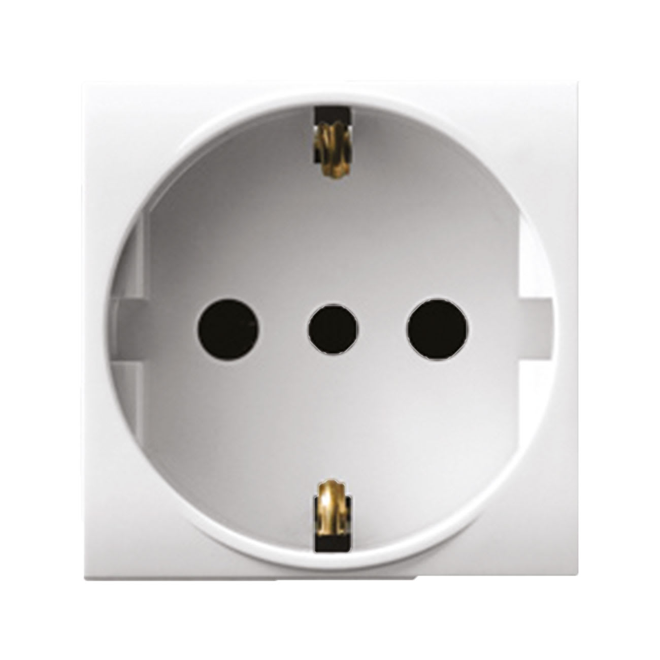 AVE - Presa schuko P30. Domus S44. colore RAL 9010.  2P+T 16A 250V  finitura lucida  2 Mod.