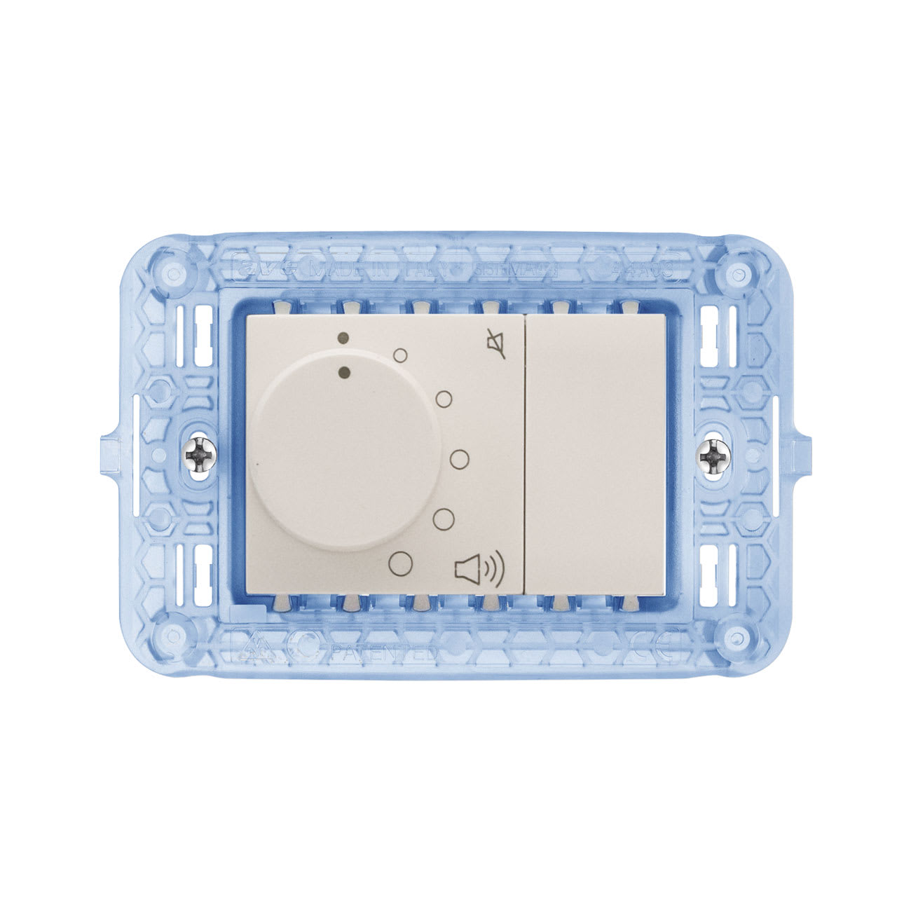 AVE - Regolatore di volume stereo per diffusori acustici.  Domus S44. colore RAL 9010  finitura lucida  3 Mod.